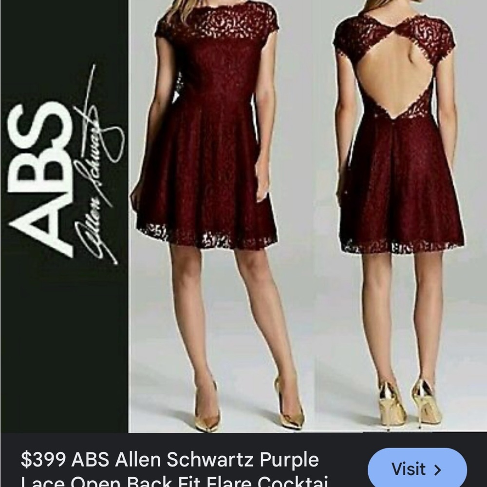ABS Allen Schwartz Purple Lace Open Back Dress